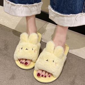 Wholesale New Features TPR Sole Cartoon Slippers Plush Lining Flat Sole Fashion slippers With Wholesale High Quality - Product Image 1