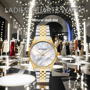 Reloj de Cuarzo para Mujer de Alta Calidad, Logotipo Personalizado, Correa de Cadena Dorada/Plateada con Pedrería, Caja de Acero Inoxidable de 32 mm, Cristal, Cuero, Japón - Product Image 4