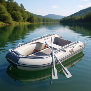 Bote inflable Veyor para 4 personas con marco de aluminio, capacidad de 1000 libras, balsa de pesca con remos y bomba de aire. - Product Image 2