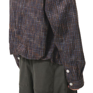 QUICKSHOW Streetwear <span class=keywords><strong>Seersucker</strong></span> Plaid <span class=keywords><strong>camicia</strong></span> prodotta su misura OEM Label stampa camicie per gli uomini - Product Image 4