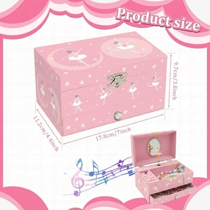 Caja Musical de Madera Hecha a Mano de 7 Pulgadas con Diseño de Bailarina, de Alta Calidad, con Mecanismo de Cuerda o Funciona con Pilas, Regalo de Cumpleaños o Navidad para Niños - Product Image 2