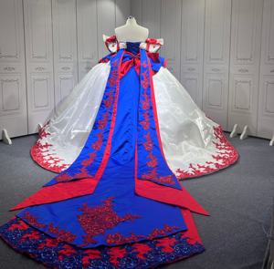 Abito Quinceanera Ispirato a <span class=keywords><strong>Biancaneve</strong></span> di Mumuleo 2026, <span class=keywords><strong>Vestito</strong></span> Bianco con Dettagli Blu Stile Fiaba per Festa dei 15 Anni - Product Image 2