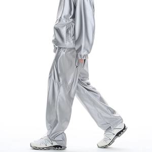 Nouveau style pantalon large anti-satin personnalisé, décontracté et tendance, avec fente zippée, taille élastique, pantalon baggy pour homme - Product Image 5