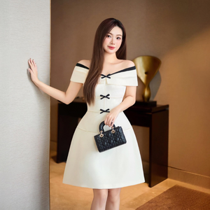 Robe élégante crème Ella à épaules dénudées pour femmes |   Robe midi chic |   Tenue tendance pour le dîner, les événements ou les tenues de week-end - Product Image 3