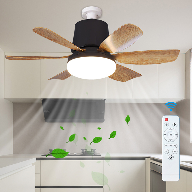 Modern Design Energy-Saving DC Motor 3-Speed 6-Page Restaurant LED Ceiling Fan with Neutral White Finish Project Installation