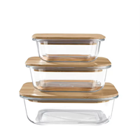 Grand ensemble de boîtes à lunch en verre sans BPA avec couvercle en bambou, compatibles micro-ondes, étanches, pour la conservation des aliments, stockage du pain sous vide, vente en gros d'usine, idéal comme cadeau