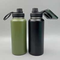 Bouteille isotherme personnalisée de 32 oz avec support magnétique pour téléphone, bouteille d'eau en acier inoxydable anti-fuite avec paille pour le fitness