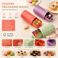 Boîte d'emballage personnalisée pour macarons au chocolat, durable et brillante, certifiée FSC, de qualité alimentaire, avec tiroir coulissant en papier, boîte cadeau