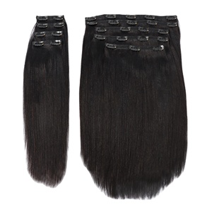 Luce di alta qualità Yaki brasiliano vergine extension <span class=keywords><strong>colore</strong></span> naturale Clip-In <span class=keywords><strong>capelli</strong></span> umani - Product Image 1