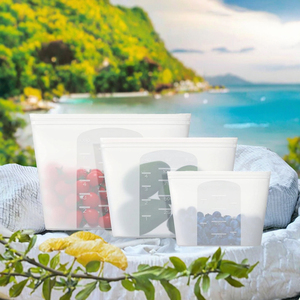 Sacs de conservation alimentaire réutilisables en silicone, sans BPA, résistants au congélateur, durables, avec fermeture éclair, style mignon, étanches et pliables - Product Image 3