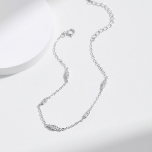 S925 Silver Minimalist Chain <b>Bracelet</b> With Zircon Inlay Claw Everyday Wear Jewelry Dainty Cubic Zirconia Silver Station <b>Bracelet</b> - Product Image 4