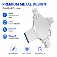 Nueva Memoria USB Multifuncional de Metal con Interfaces Lightning/Tipo-C, Garantía de 1 Año, Solución de Almacenamiento Cuatro en Uno para iPhone
