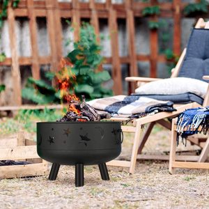 Cao cấp ngoài trời hố lửa với lưới Nắp sao trăng cutouts <span class=keywords><strong>firepit</strong></span> di động cho Patio sân sau cắm trại BBQ - Product Image 1