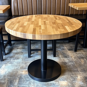 Mesas de madera maciza de arce para restaurante y tocador Acabado UV Bloque de carnicero de 36 pulgadas de diámetro de 4 asientos en color natural - Product Image 4