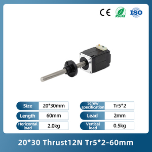 สกรูเกลียวสี่เหลี่ยมคางหมูขนาดเล็ก20มม. <span class=keywords><strong>NEMA</strong></span> 8 T5/T8/T10สเต็ปเปอร์มอเตอร์เชิงเส้นพร้อมสกรูตะกั่ว60-150มม. ความยาวเพลา12V มอเตอร์ DC - Product Image 3