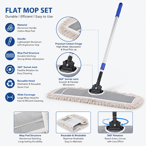 <span class=keywords><strong>Balai</strong></span> à poussière pour sols, personnalisé, pour nettoyage commercial et industriel, tête de <span class=keywords><strong>balai</strong></span> en coton pour manche en acier réglable - Product Image 2
