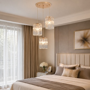 3-<b>Light</b> Crystal Modern Cluster Pendant Lighting Over Table Hanging Ceiling <b>Chandelier</b> Fixture for Kitchen Island Dining Room - Product Image 1