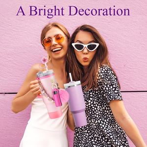 Set Aksesoris Tumbler Fashionable 40oz US RTS 12set/karton dengan Tali Pegangan Kepang, Sedotan, Gantungan Kunci, Alas Karet - Product Image 6