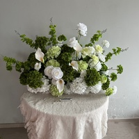 Susunan Bunga Lantai S508 Custom Silk White Rose Baby Breath, Bunga Artificial untuk Dekorasi Pesta Pernikahan