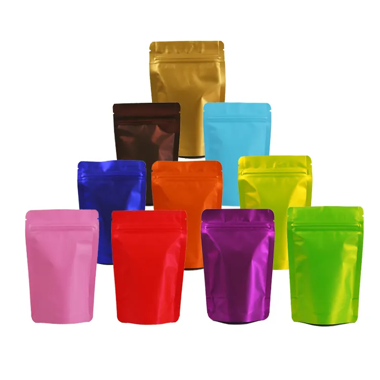 In Voorraad Multicolor Voedsel Zip Lock Plastic Rits Verpakking Ziplock Aluminiumfolie Stand Up Pouch Zak Met Venster