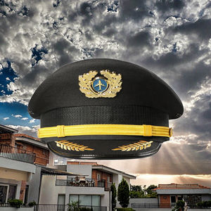 Wholesale custom uniform caps black driver peaked <b>hats</b> with company logo patches embroidery premium quality caps - Product Image 3