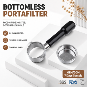 <span class=keywords><strong>DeLonghi</strong></span> Porte-filtre à expresso sans fond à double poignée de 51 mm en acier inoxydable, accessoires pour <span class=keywords><strong>machine</strong></span> à café pour barista - Product Image 1