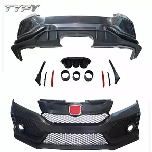 Car Body kit For Honda City 2015-2020 Upgrade to Type R Style Front Bumper Rear Bumper Bumper Grille and Tail Pipes