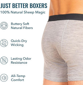 Sous-vêtements pour hommes CELINNE 100% laine mérinos, antibactériens naturels, ouverture frontale, caleçons boxer pour hommes, évacuation de l'humidité - Product Image 3