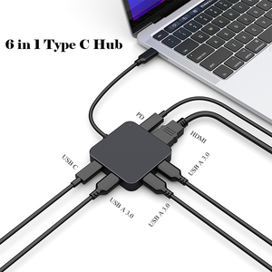 6 in <span class=keywords><strong>1</strong></span> 4K <span class=keywords><strong>HDMI</strong></span> 100W erogazione di potenza <span class=keywords><strong>3</strong></span> USB3.0 multiporta tipo C Hub Splitter adattatore per Laptop e altri dispositivi USB C - Product Image 1