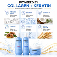 Lot de produits de luxe pour soins capillaires naturels en gros : shampoing, masque et après-shampoing bio à la protéine, huile de coco et kératine