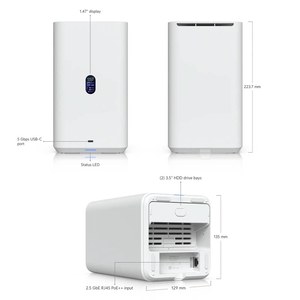 Ubiquiti UNAS-2-W/B 2-Bay Desktop-NAS, 2.5GbE, PoE++, RAID 1, UniFi Drive, UBNT Ubiquiti UNAS-2 W1246 - Product Image 1
