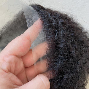 <span class=keywords><strong>Afro</strong></span> coiffures noir hommes femmes frange peau fine 100% vrais cheveux humains v-boucle pu front hairline pour hommes toupet cheveux patch pièces - Product Image 3