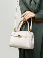 Sac à main carré à rabat en cuir de vache véritable pour femme, motif crocodile