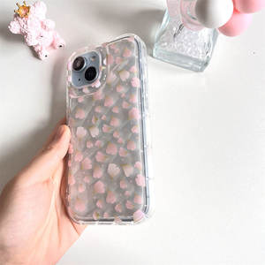 Laudtec Sjk808 Pink Petals Phone Case Clear Simple Cover Luxury Anti Yellow Skin Friendly para Iphone 16 15 14 13 12 Plus Pro Max - Product Image 3