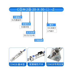 ZGRLANG กระบอกลมสแตนเลสแบบนิวเมติก CDM2B32 75Z แบบสองทางพร้อมเกลียวสำหรับยึด - Product Image 4
