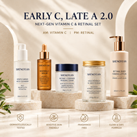 Kit de Soins Végétaliens Fermentés à Base de Plantes : Sérum Vitamine C, Crème au Rétinal, Gommage Corporel Doux, Lotion – Marque Privée, OEM, Vente en Gros