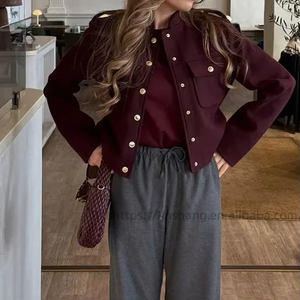 Best-seller de la mode féminine : Veste courte rétro à col montant et double boutonnage - Product Image 1