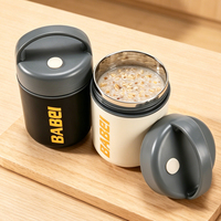 Tasse à petit-déjeuner portable avec revêtement en acier inoxydable, couvercle et poignée, boîte à lunch écologique et mignonne pour flocons d'avoine, bouillie et soupe à emporter
