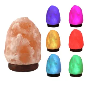 Natural Crystal Crafts Bunte mehrere Formen Tisch lampe Pink Pure Pakistan Rock Himalaya Salz lampe USB mit Holz sockel