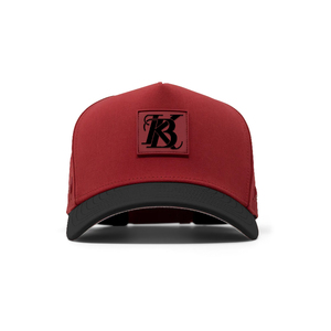 Merlin Fabricante Alta Qualidade Personalizado Golf Hat Rope Sports Baseball Hat KB Rubber Label Macaron Red Hat 5 Painéis
