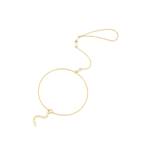Pulseras Elegantes de Plata 925 con Tres Circonitas, Estilo Moderno en Dorado para Chicas - Product Image 1