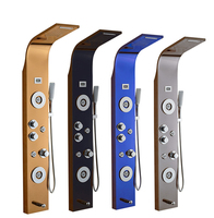 Système de tour de panneau de douche thermostatique 6 en 1 ensemble de douche LED cascade pluie