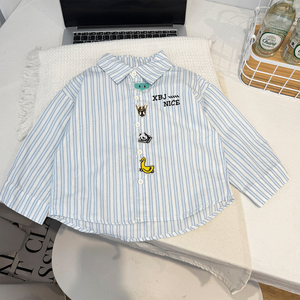 <span class=keywords><strong>Chemise</strong></span>-veste à rayures pour enfant, style coréen, nouvelle collection printemps 2026, haut décontracté pour garçon - Product Image 5