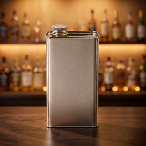 Conteneur rectangulaire en acier inoxydable 304 de 750 ml, finition mate, pour spiritueux, emballage métallique vide pour vin, avec couvercle à vis, impression personnalisée - Product Image 3