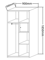 Meubles de chambre à coucher contemporains, armoire en acier à 2 portes, porte coulissante avec miroirs et motifs imprimés, vente directe d'usine