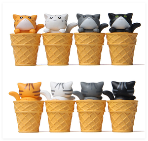 Chat <span class=keywords><strong>de</strong></span> dessin animé réaliste en forme <span class=keywords><strong>de</strong></span> cône <span class=keywords><strong>de</strong></span> crème glacée, figurines miniatures 3D, nourriture pour <span class=keywords><strong>maison</strong></span> <span class=keywords><strong>de</strong></span> poupée, statue en résine, fabricant <span class=keywords><strong>de</strong></span> jouets pour enfants, cuisine - Product Image 1