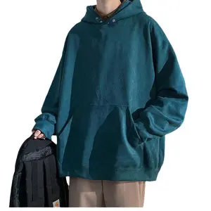 Custom Solid Color Hoodie Track Top Fleece Dropped Shoulder Men Pull Over Print Oversized Hoodies