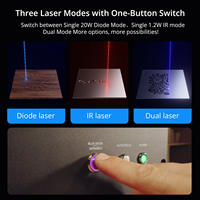 Nouvelle machine de gravure et de découpe au laser à diode K2 20W, double laser IR 1,2W, bois, MDF, acrylique, pierre, caoutchouc, métal, haute précision, sécurité renforcée