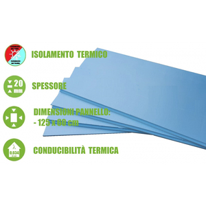 Panneau isolant thermique en mousse de polystyrène extrudé (XPS) 125x60x2 cm pour applications murales extérieures de salle de bain - Product Image 1