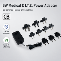 Adaptateur d'alimentation universel AC/DC 2 MOPP 5W 6W 5V 6V 8V 12V 0.5A 1.2A pour instrument de traitement laser ophtalmique, alimentation médicale